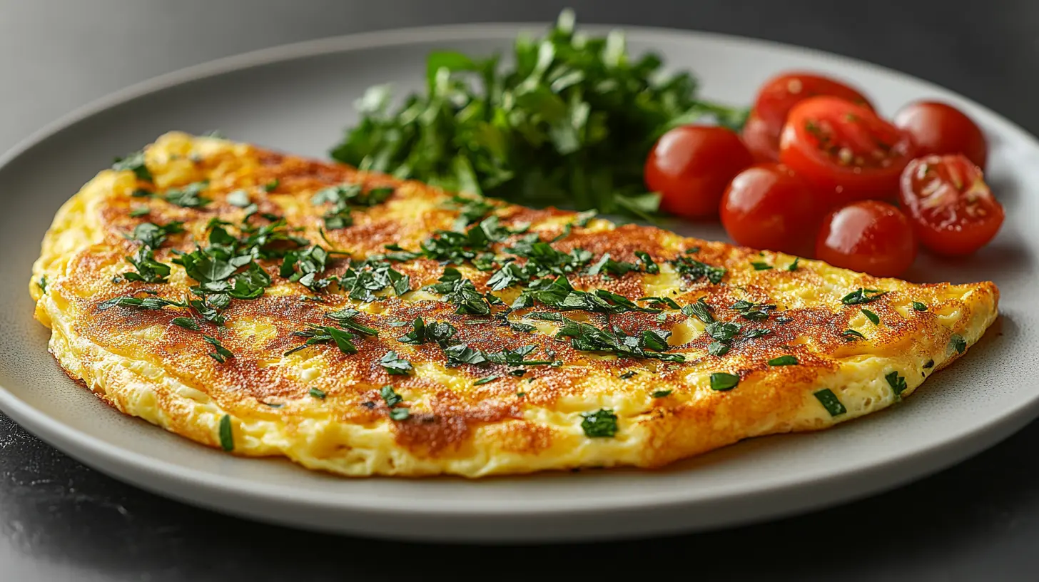 Perfectly fluffy omelette served on a plate