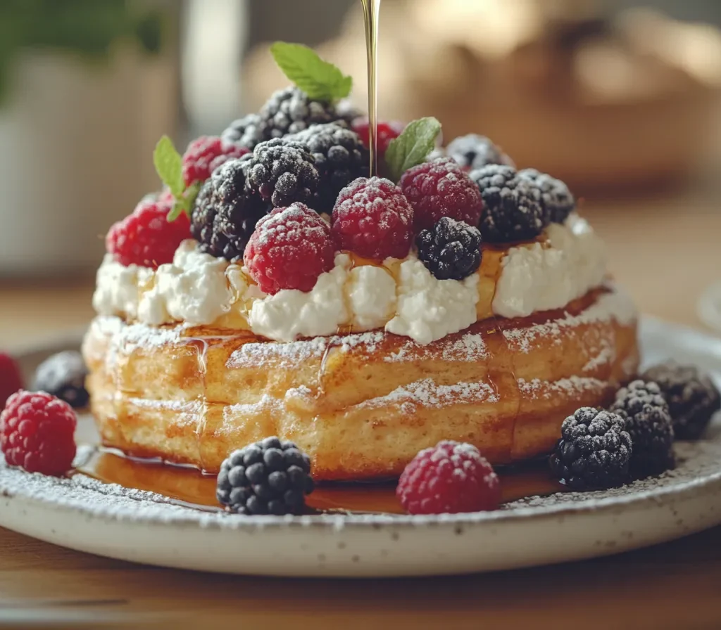 Delicious Ricotta French Toast with Berries and Maple Syrup