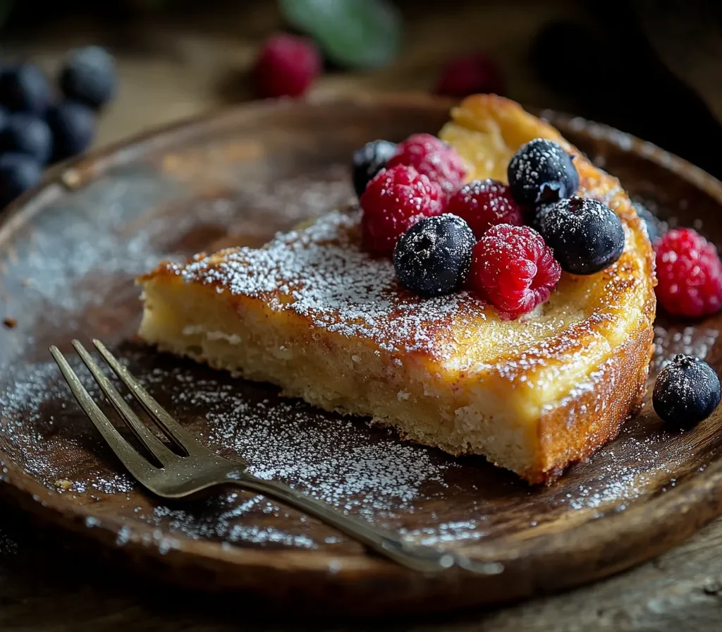 Golden crispy French toast with maple syrup and berries