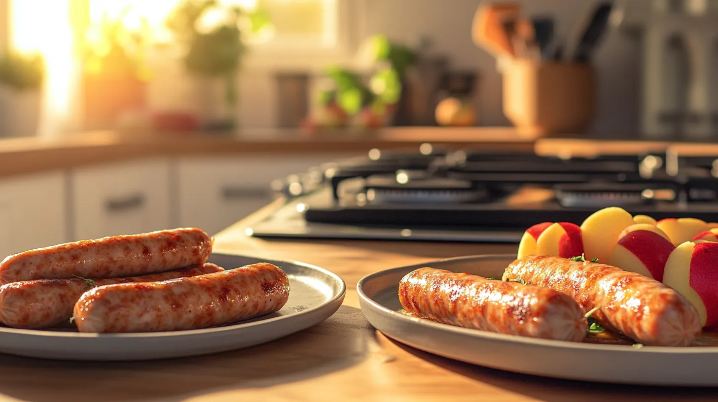 Comparison of chicken apple sausage and regular sausage.