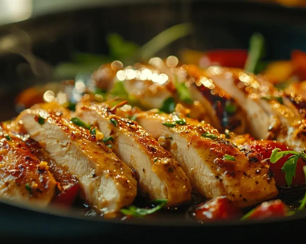 Shaved chicken breast cooking in a skillet for cheesesteak