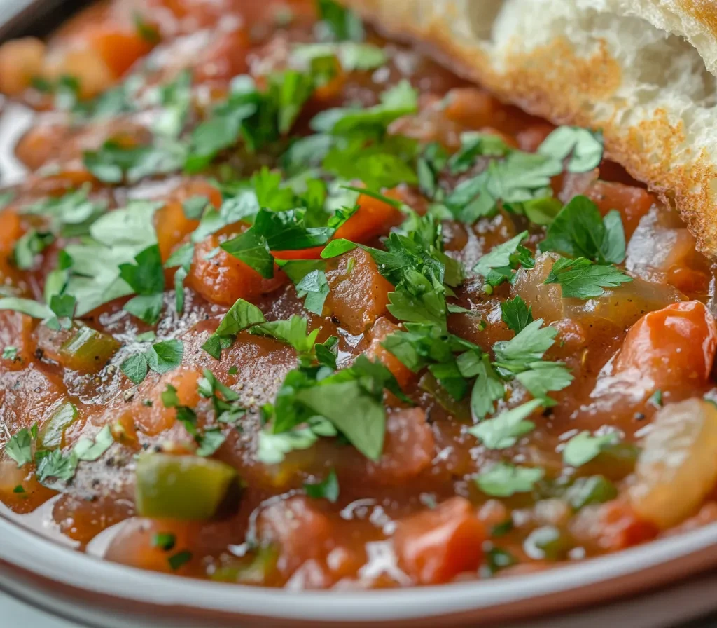 Step-by-step preparation of Moroccan shakshuka with poached eggs and spices.