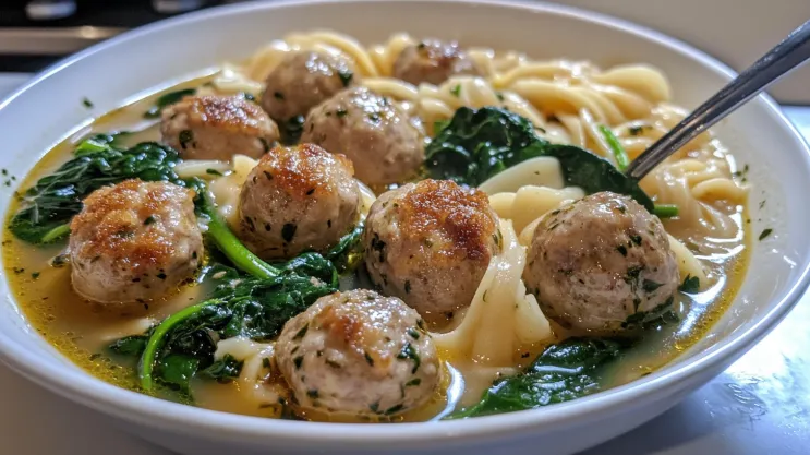 Italian wedding soup with acini de pepe pasta