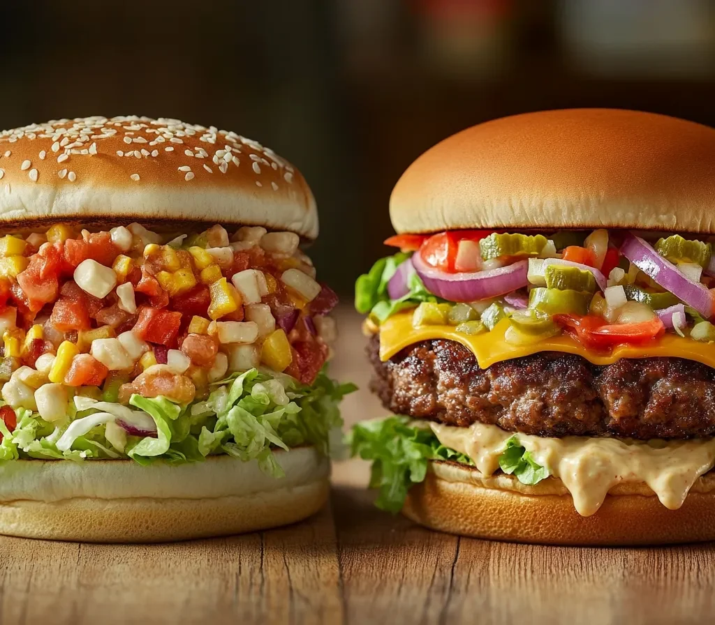 A comparison of a Wendy’s fresh salad and a Burger King burger