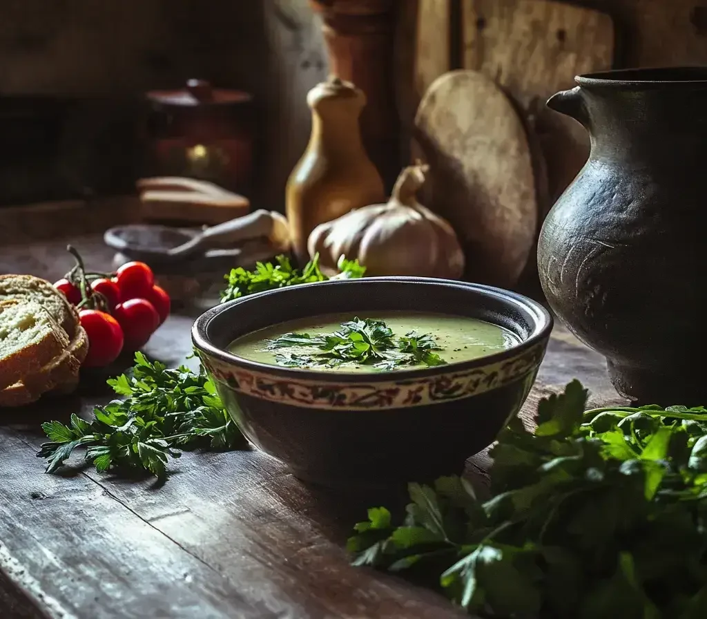 What Is a Soup Bone Slang? Meaning, Origin, and Usage 2 A steaming bowl of homemade soup on a rustic wooden table, surrounded by fresh ingredients.