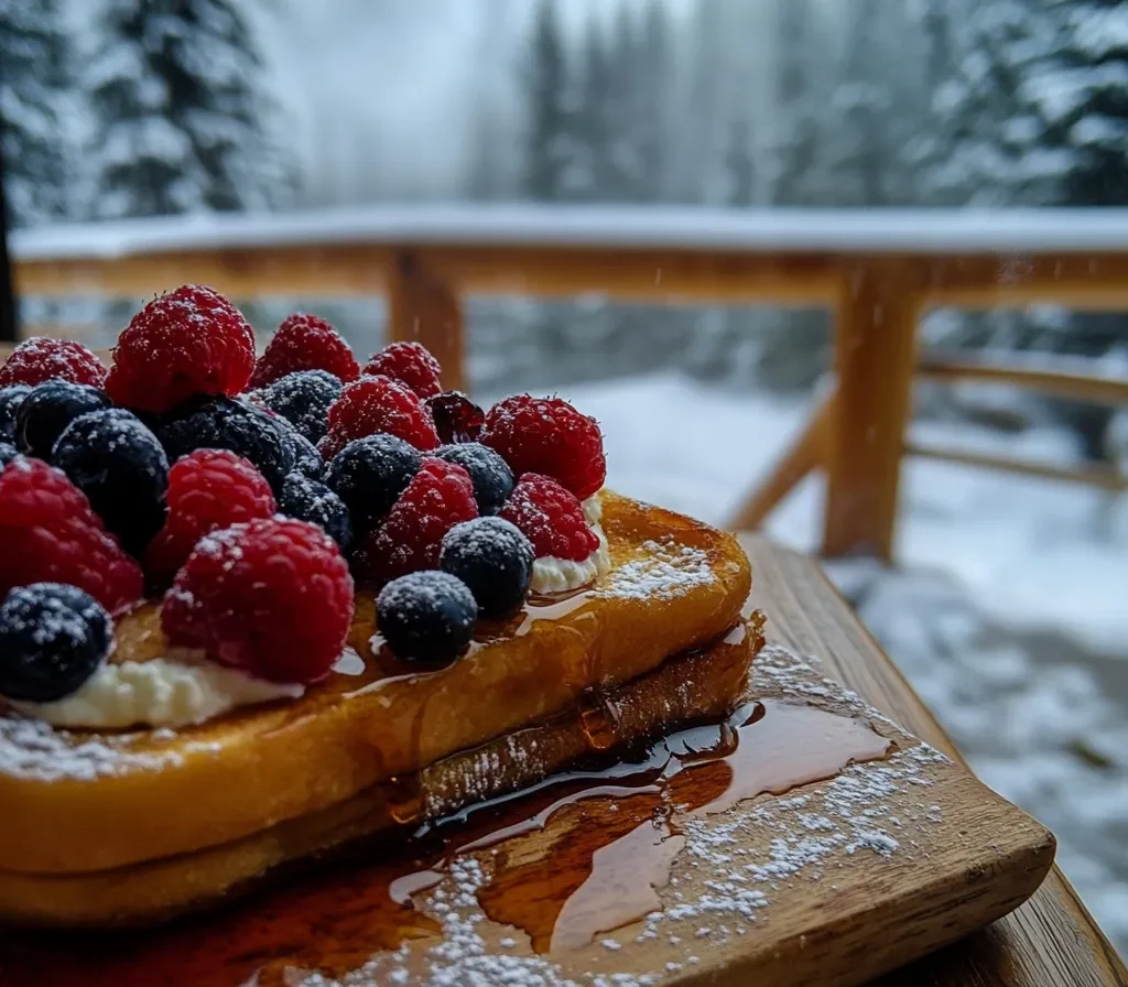 How Many Calories Are in French Toast with Ricotta? A Comprehensive Guide 7 A plate of French toast with ricotta, garnished with fresh berries and honey.