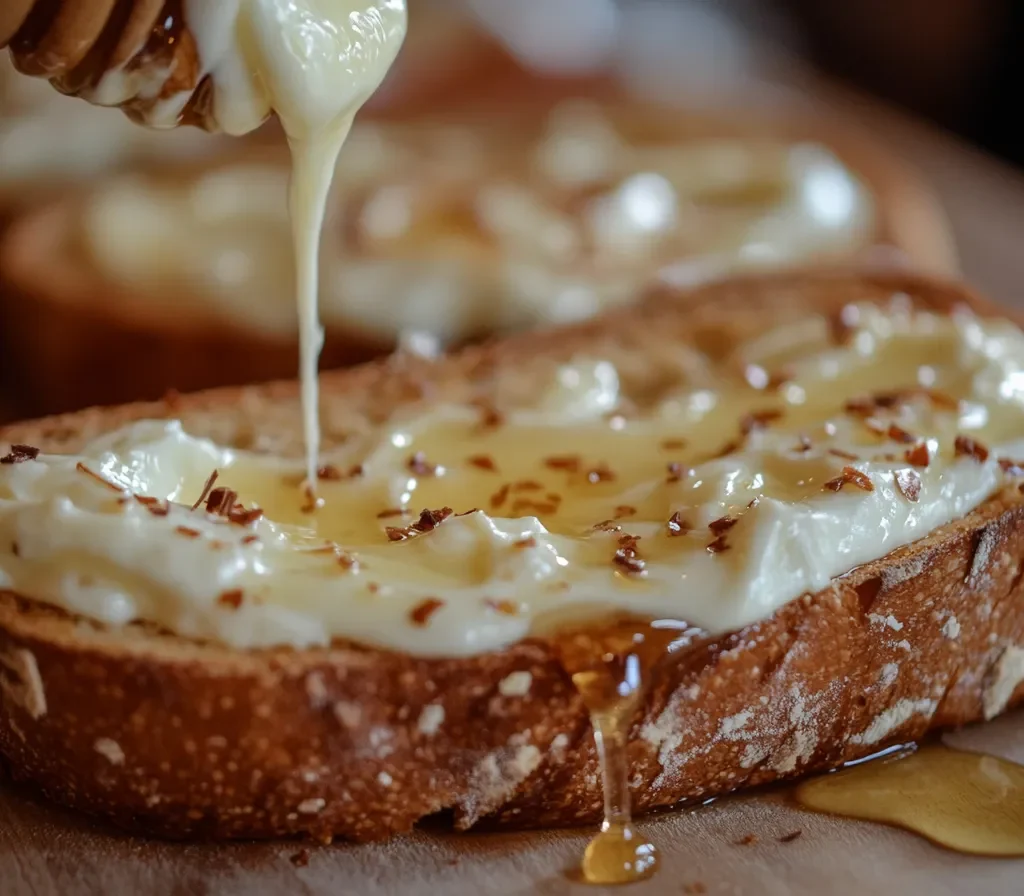 What is Ricotta in France? A Complete Guide to This Creamy Delight 11 A chef spreading brousse cheese on rustic French bread with honey.