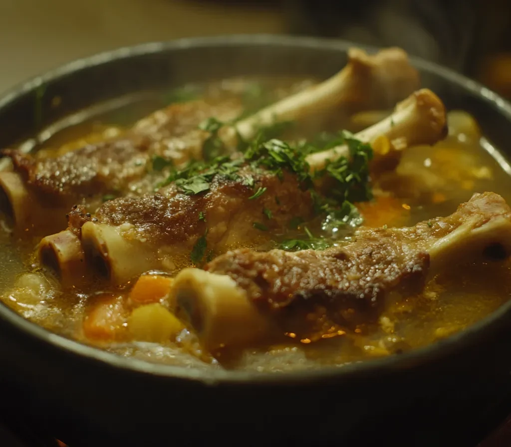 The Ultimate Guide to Soup Bones: Benefits, Uses, and Recipes 9 A pot of soup bones and vegetables simmering to make broth.