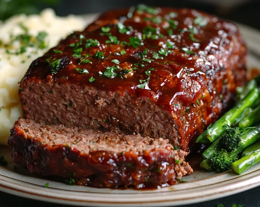 How Long to Smoke a 2-Pound Meatloaf at 225 Degrees? 12 Sliced smoked meatloaf with mashed potatoes and green vegetables on a plate.