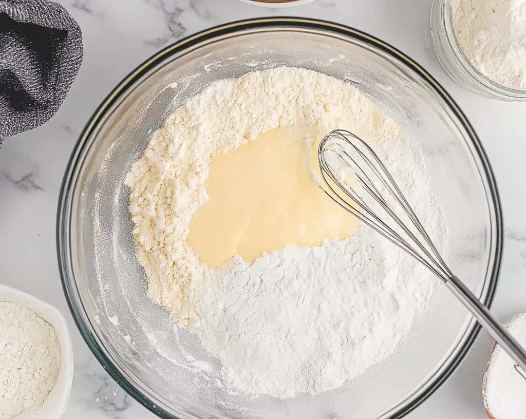 Delicious Cracker Barrel Pancakes Recipe for Perfect Buttermilk Pancakes 10 Mixing dry ingredients and melted butter for pancake batter.