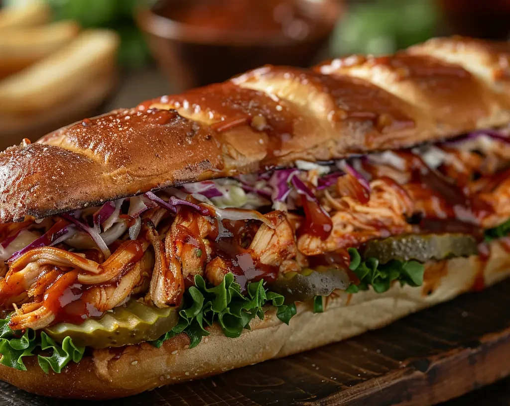 Shredded Chicken Sandwich with BBQ Sauce