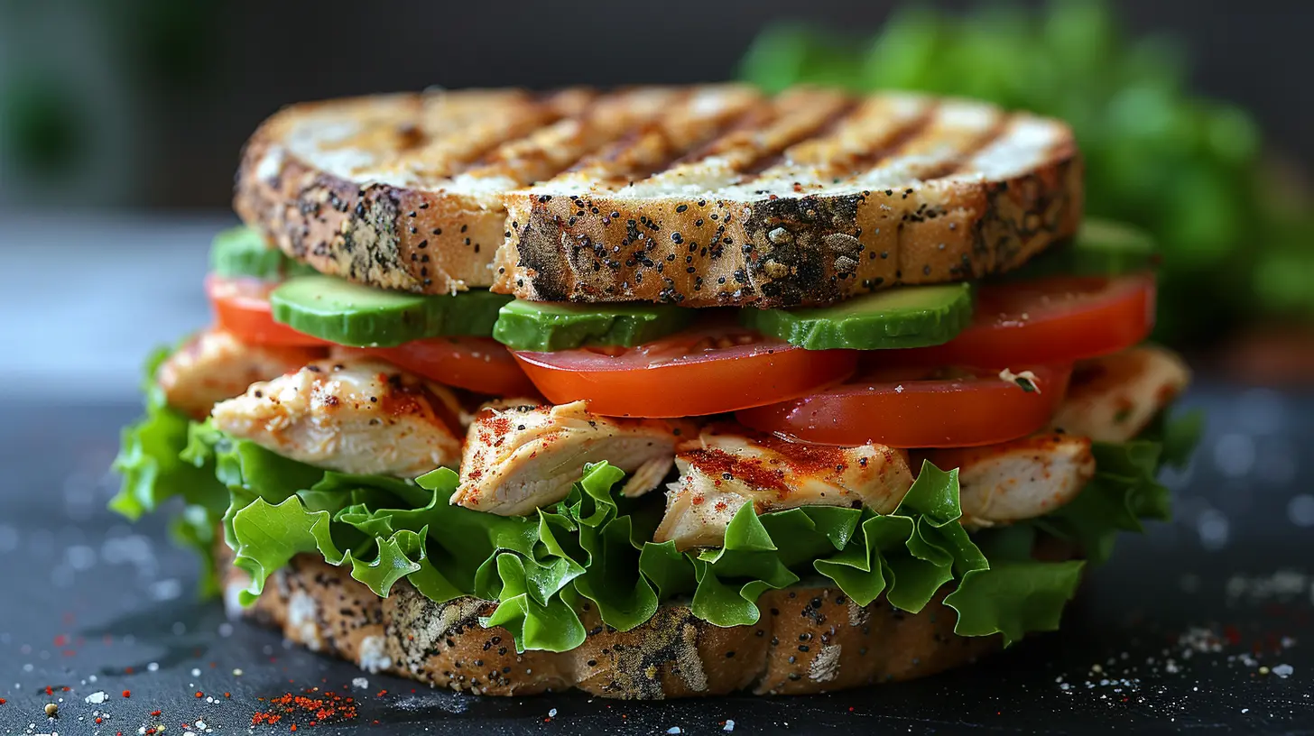 Shredded chicken sandwich with avocado