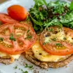 Healthy whole wheat toast with low-fat cheese and tomatoes.