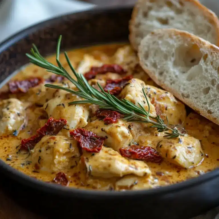 Instant Pot Tuscan chicken pasta with sun-dried tomatoes.