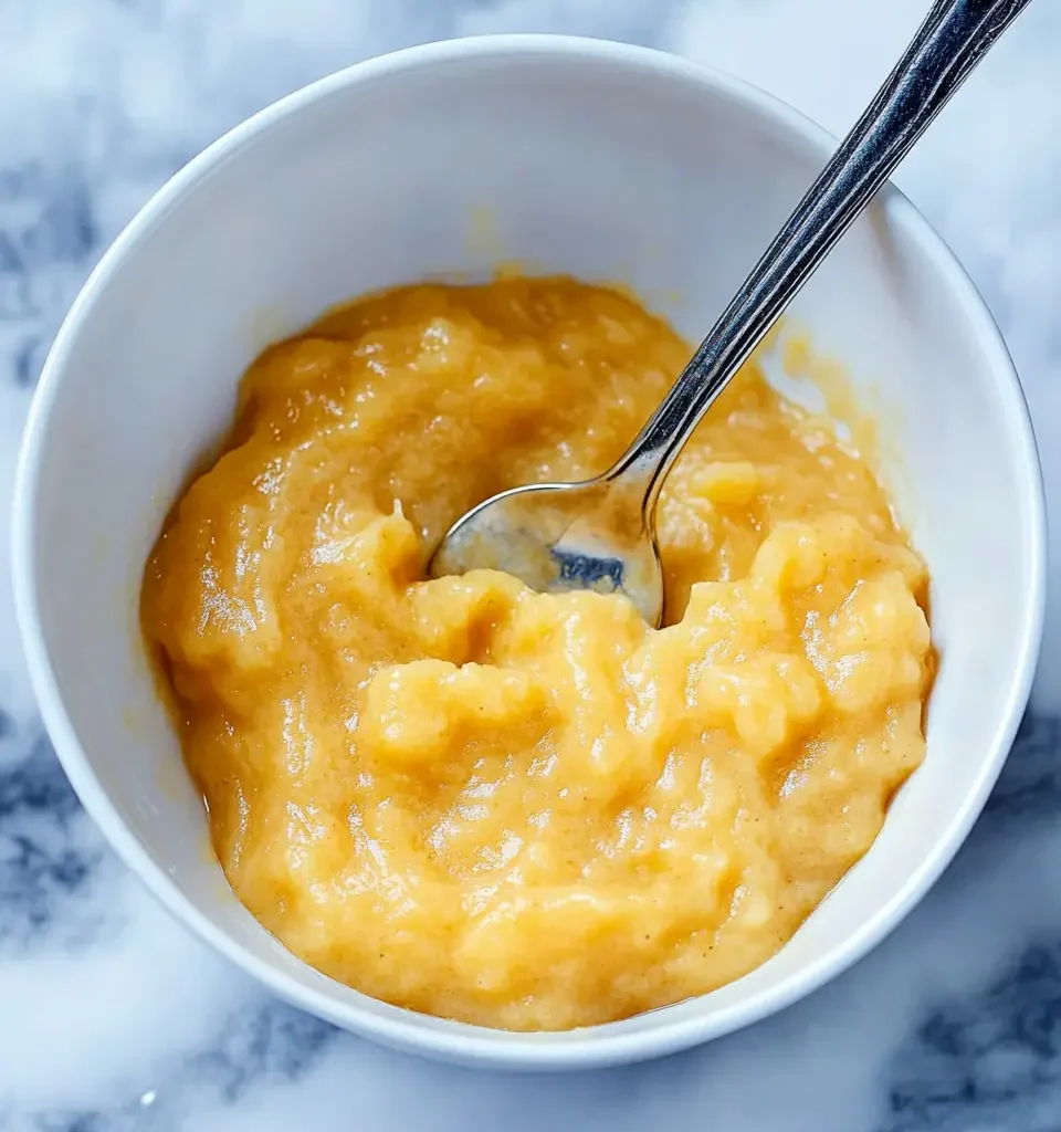 Easy & Delicious Banana Bread Recipe with Cake Mix 11 A bowl of mashed ripe bananas with a spoon, showing a creamy and slightly chunky texture.